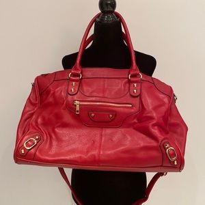 MMS Red Travel Bag with Gold Studs